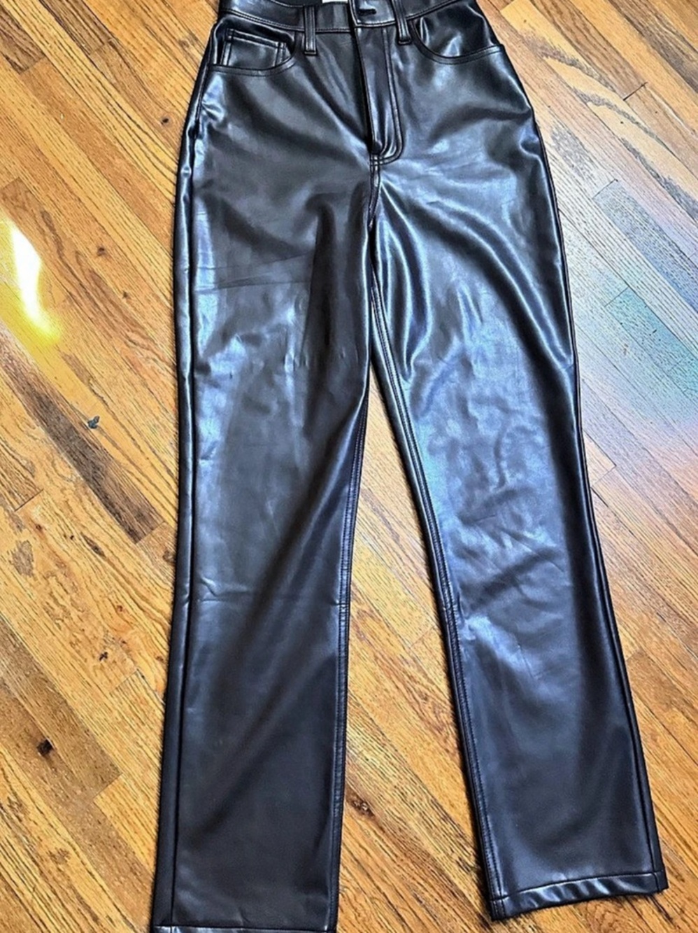 Abercrombie & Fitch The Skinny Ultra High Rise Vegan Leather Pant Brown Waist 24